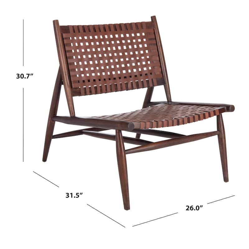 SAFAVIEH Soleil Rosina Leather Woven Accent Chair - 26" W x 31.5" L x 30.7" H - 26Wx31Dx31H