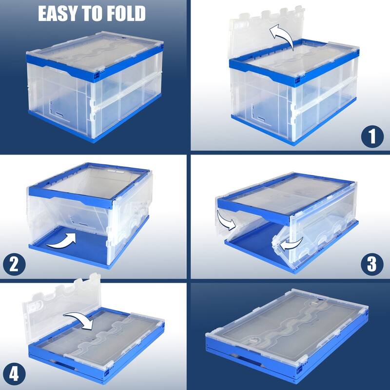 Mount-It! Collapsible Crate for Storage, 65L Capacity
