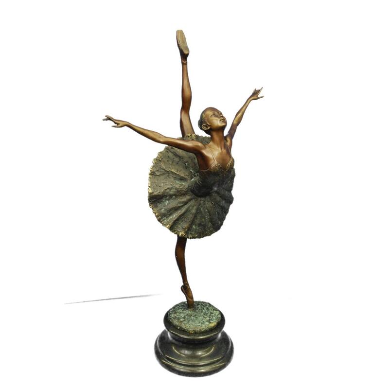 26 Inches Tall Clical Dancer Ballerina Signed Bronze Sculpture Figure Art Nouveau