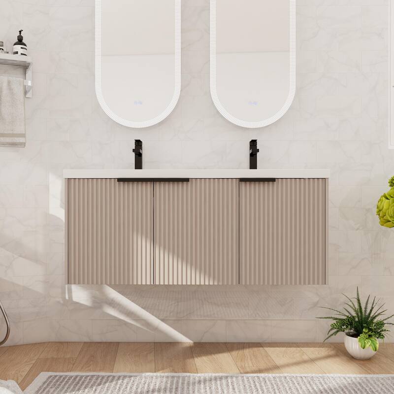 Beingnext 36"/48" Bathroom Vanity with Sink, Floating Bathroom Vanity with Soft Close Door - 47.6''W x 18.3''D x 20.6''H - Grey