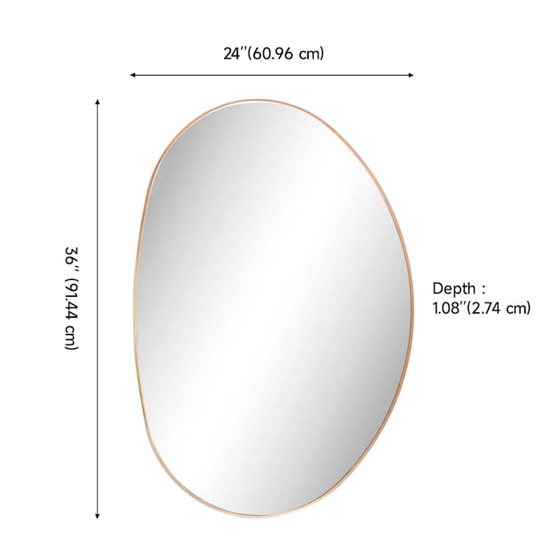 JONATHAN Y Aurelia Medium Irregular Oval Metal Framed Wall Mounted Mirror - 36 H x 24 W x 1.08 D