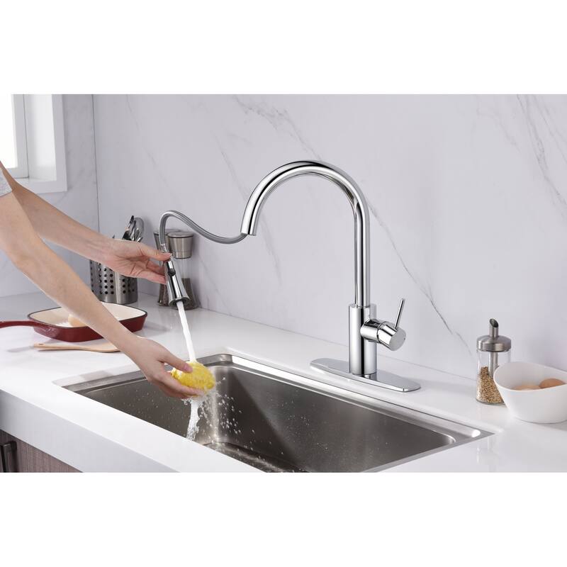 Ultra Faucets Euro Collection Single-Handle Kitchen Faucet With Pull-Down Spray