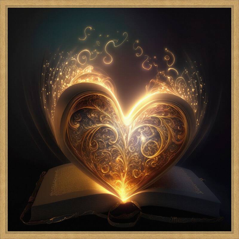 The Illuminated Heart by Jake Fouracre Framed Canvas Wall Art Print - Sylvie Bright Gold
