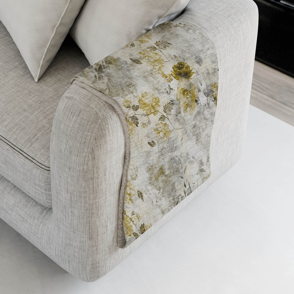 Premium Machine Washable Modern Floral Sherpa Throw Blanket