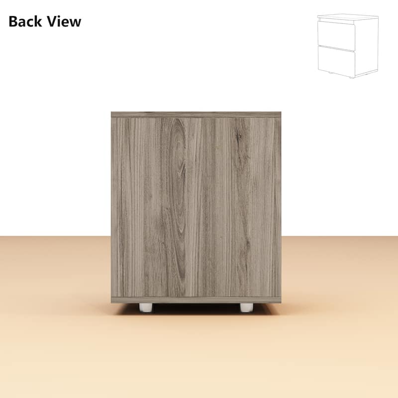 Nightstand Bedside Table Wood 2-Drawer End Table White/Brown