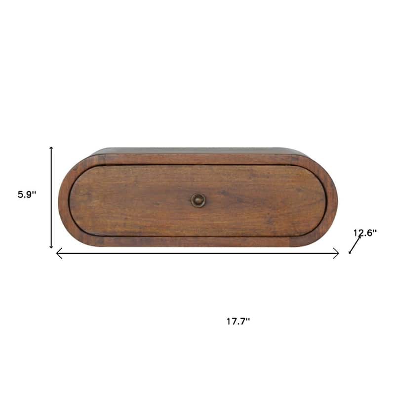 HomeRoots 18" Chestnut Solid Wood Oval One Drawer Floating Nightstand