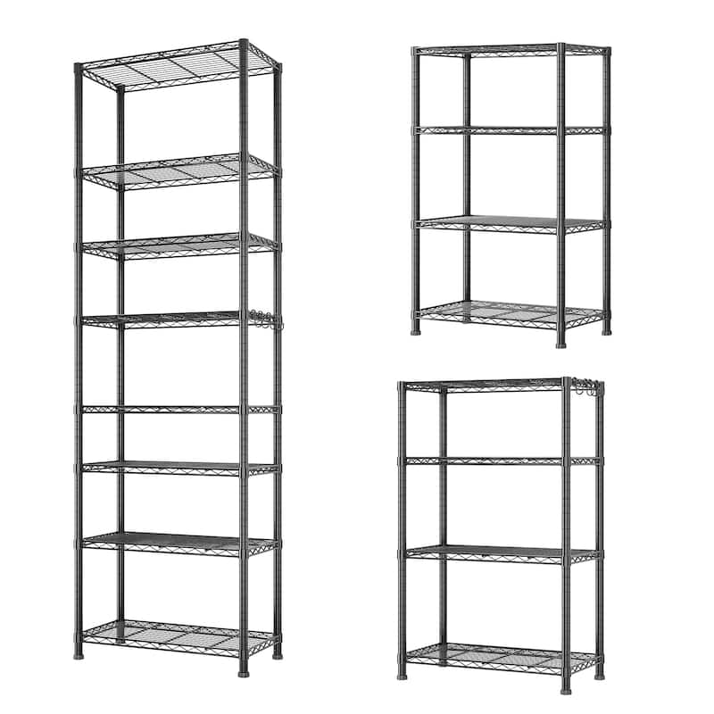 8-Layer Heavy Duty Storage Shelves Rack with Adjustable Feet and Wheels for Garage or Home