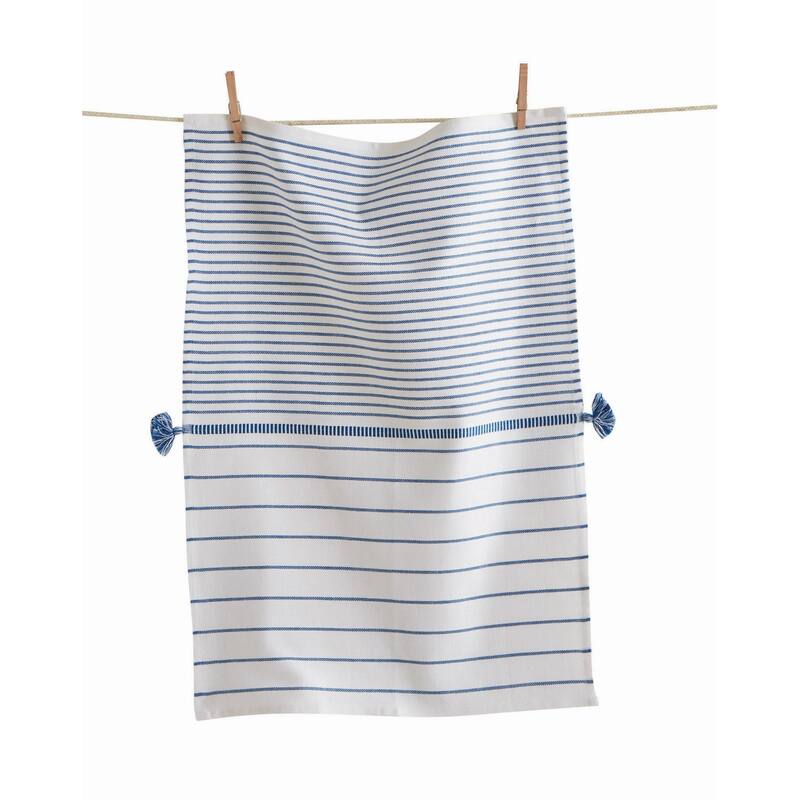 Beach Stripe Dishtowel Blue Cotton 26" X 18" Cleaning Kitchen Towel Machine Washable