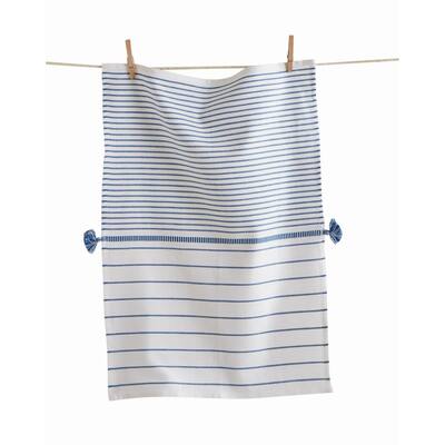 Beach Stripe Dishtowel Blue Cotton 26" X 18" Cleaning Kitchen Towel Machine Washable