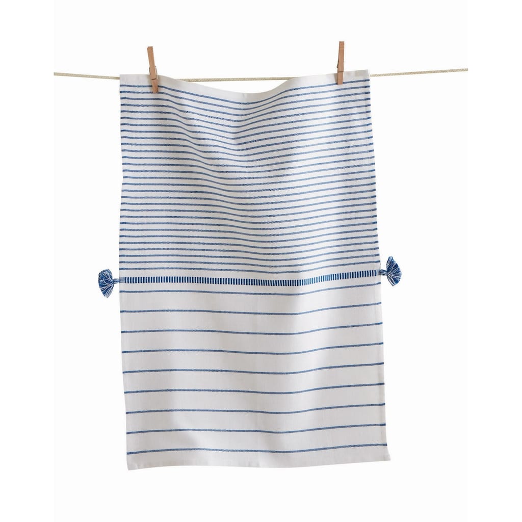 Beach Stripe Dishtowel Blue Cotton 26" X 18" Cleaning Kitchen Towel Machine Washable