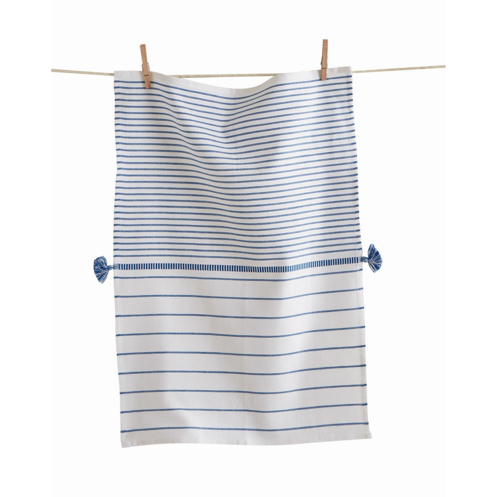 Beach Stripe Dishtowel Blue Cotton 26" X 18" Cleaning Kitchen Towel Machine Washable