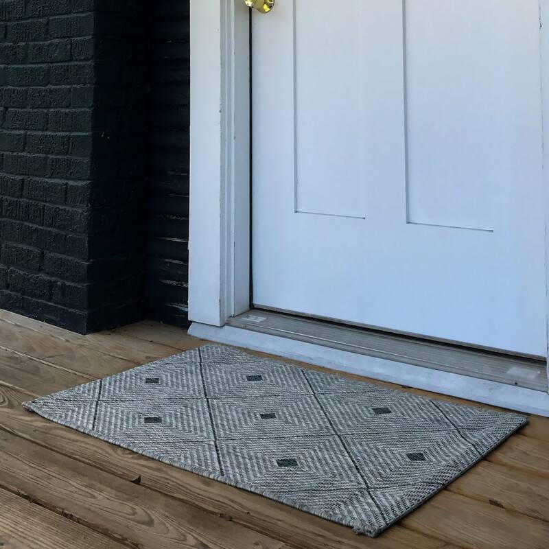 Sevita Sadie Contemporary Trellis Blue/Gray Durable Performance Indoor/Outdoor Area Rug