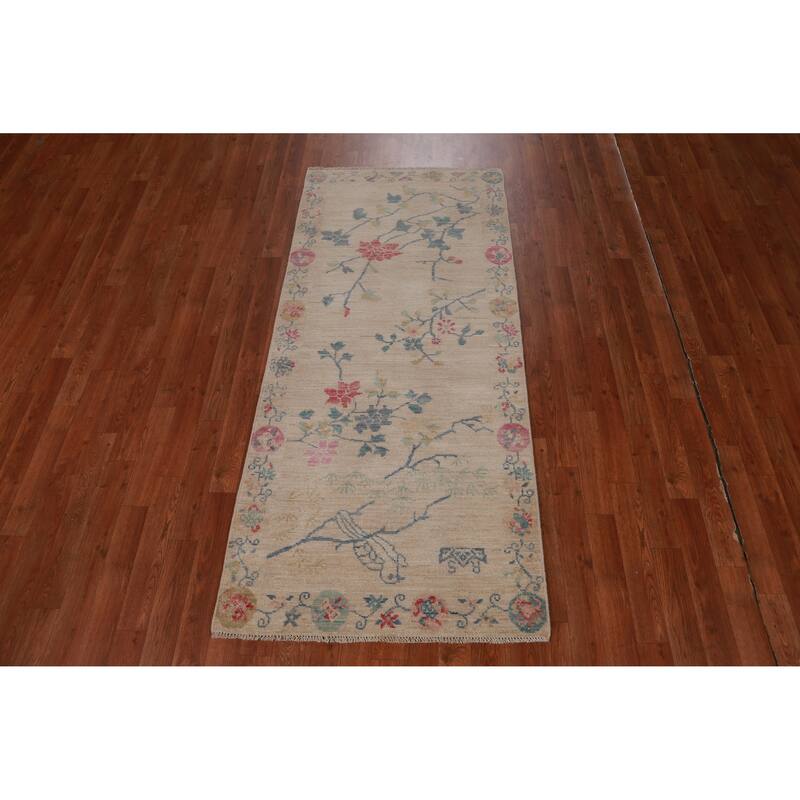 Hand Knotted Oriental 100% Wool Carpet Traditional All-Over Beige & Ivories Art Deco Area Rug - 6' 5'' X 2' 10''