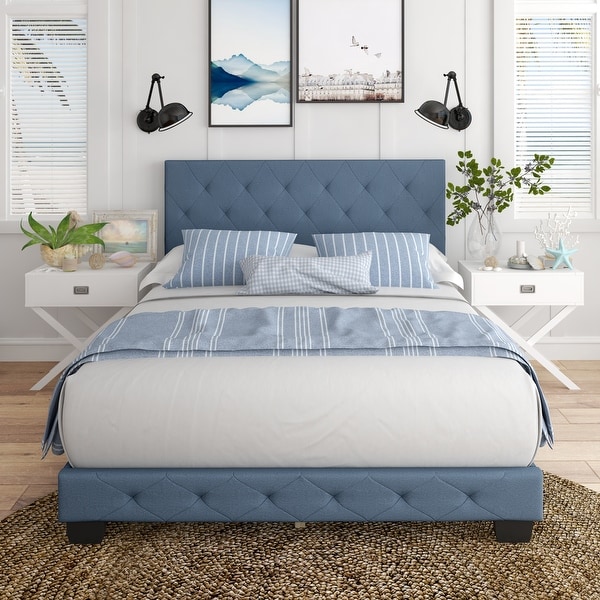 Boyd Sleep Chloe Upholstered Linen Platform Bed Frame On Sale