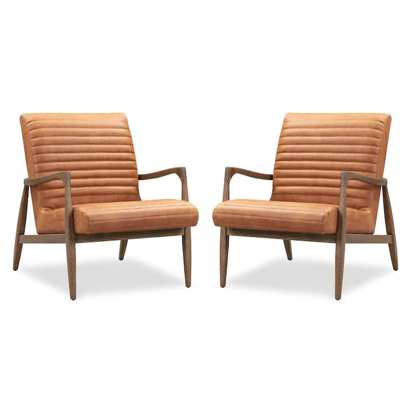 Poly & Bark Rowan Lounge Chair - Full Grain Genuine Italian Leather (Set of 2)