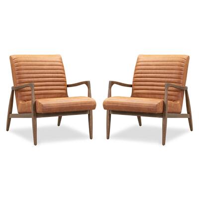 Poly & Bark Rowan Lounge Chair - Full Grain Genuine Italian Leather (Set of 2)
