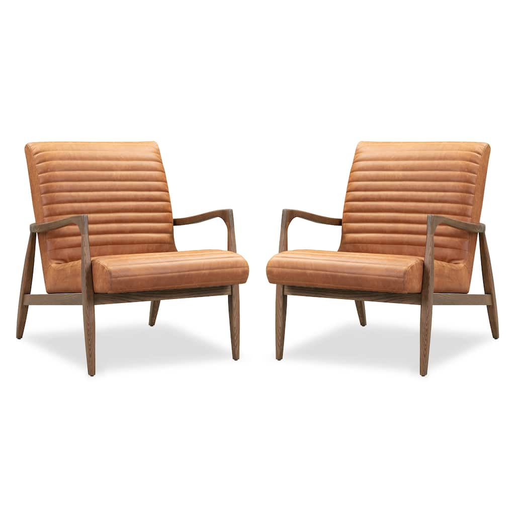 Poly & Bark Rowan Lounge Chair - Full Grain Genuine Italian Leather (Set of 2)