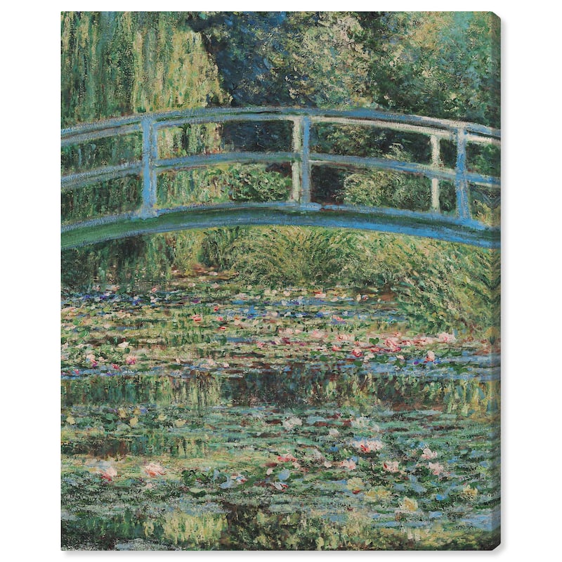 Wynwood Studio Canvas Floral and Botanical Inspired by Monet II Green and Teal French Country Wall Art Canvas Print