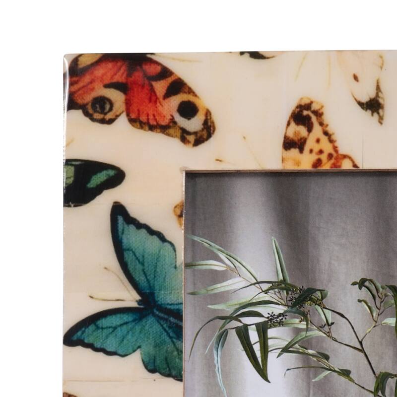 Wood Resin Butterflies Photo Frame Decor - Ivory