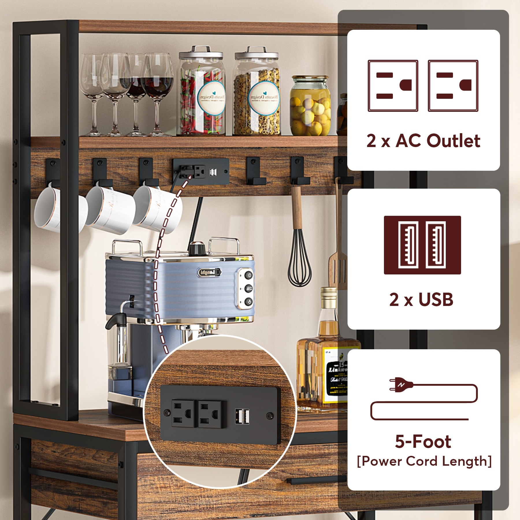 Small bakers rack with drawers clearance