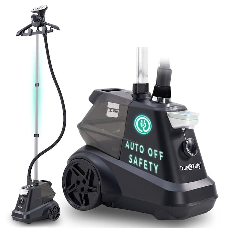 True & Tidy SX3 Heavy-Duty Garment Steamer with Smart Auto Off, Foot Pedal & 3 Steam Settings - Black