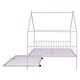 preview thumbnail 81 of 82, Twin/Full Size Metal House Bed with Twin Size Trundle, Playhouse Bed Montessori Bed House Platform Bed with Roof Frame for Kids