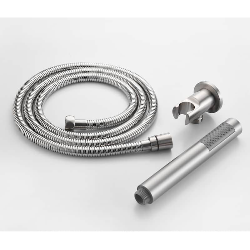 Wall Mounted Shower Faucet with Hand Shower Rain Shower System Set with 10 in Shower Head with Rough-in Valve