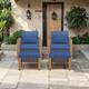 Option Brown Wicker Blue Cushion