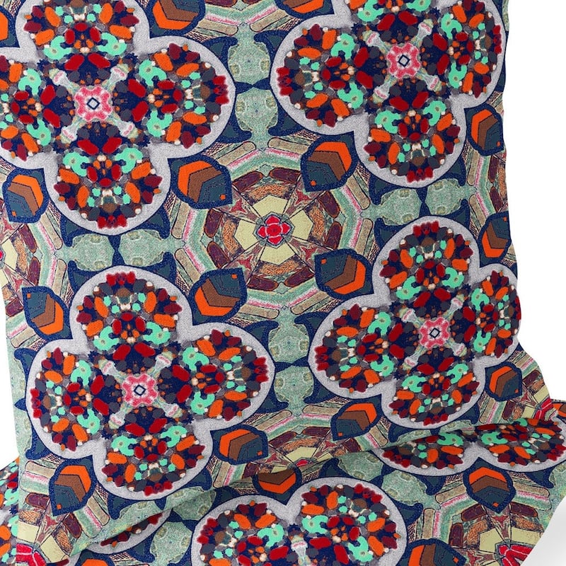 HomeRoots Set of Two 16" X 16" Blue and Orange Blown Seam Floral Indoor Outdoor Throw Pillow - 16.00' X '16.00' X '5.00