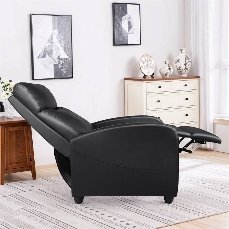 Recliner Chair for Living Room - Massage PU Leather Recliner Sofa with Lumbar Support, Home Theater Seating