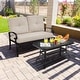 preview thumbnail 14 of 38, Costway 2PCS Patio Loveseat Bench Table Furniture Set Cushioned Chair Beige