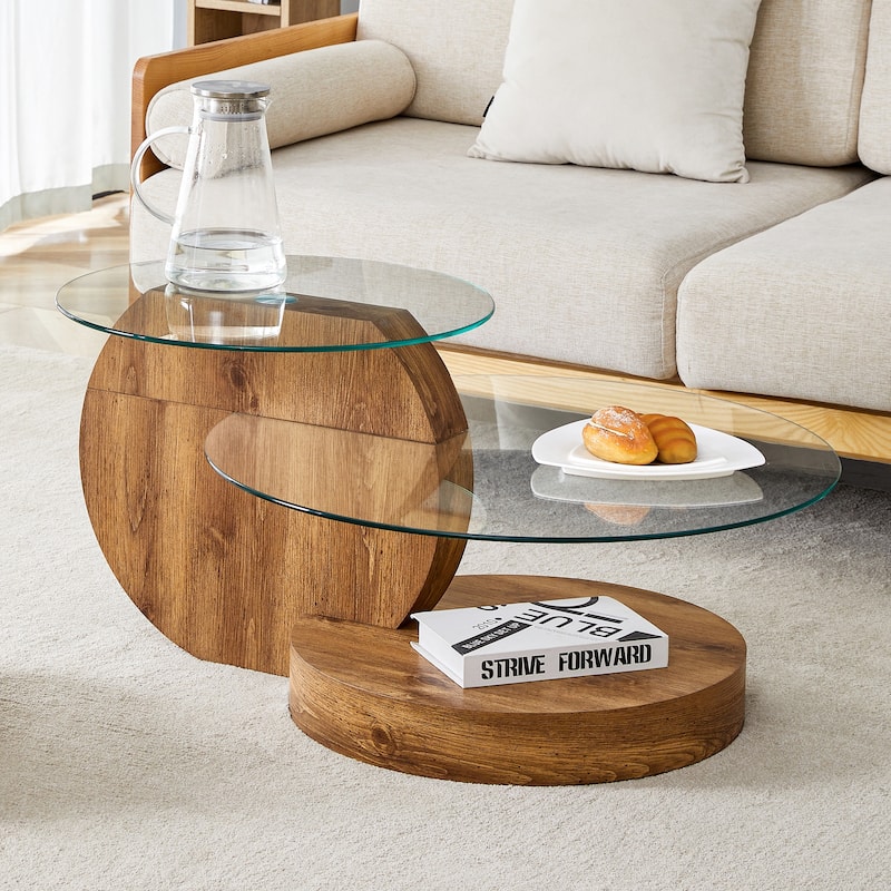 Modern and Practical Double-layer Round Coffee Table Sofa Side Table