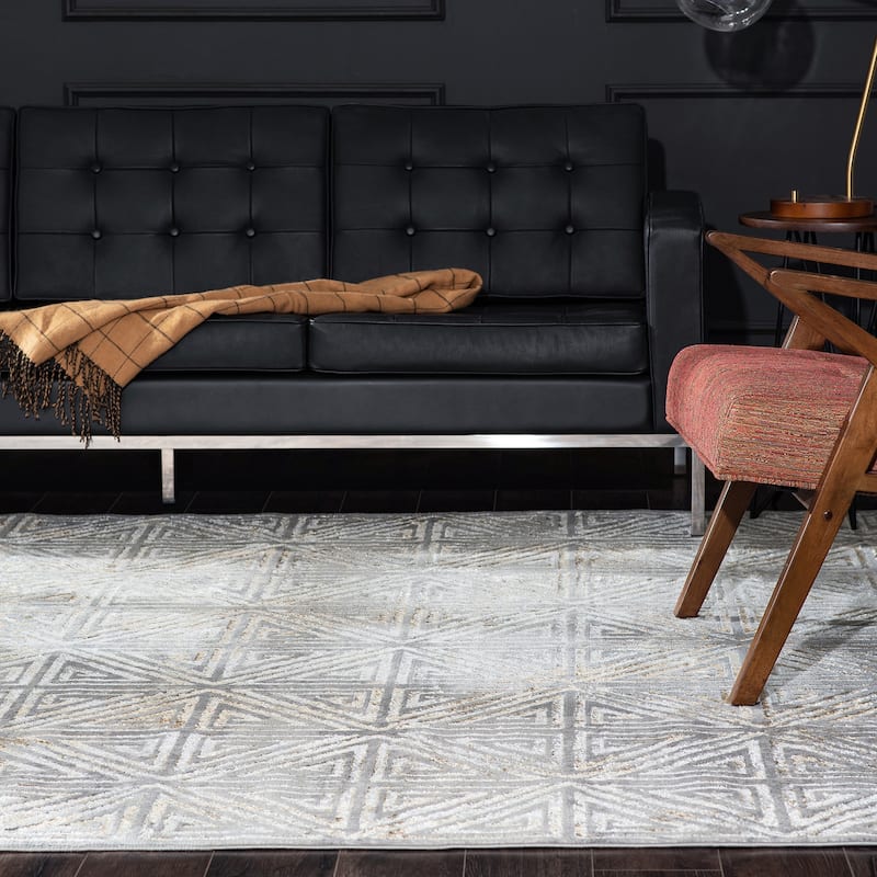 Glory Modern & Contemporary Geometric Indoor Area Rug - 8'7'' x 12'2'' - Beige/Cream
