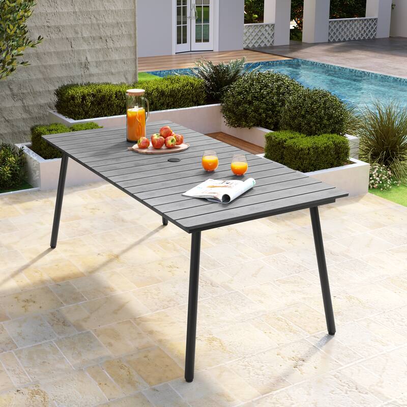 Pellebant Outdoor Aluminum Rectangular Dining Table