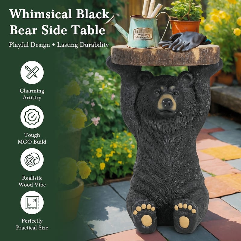 Christopher Knight Home - Blackthorn Bear MGO Side Table with Faux Wood-Top and Weather-Resistant Charm