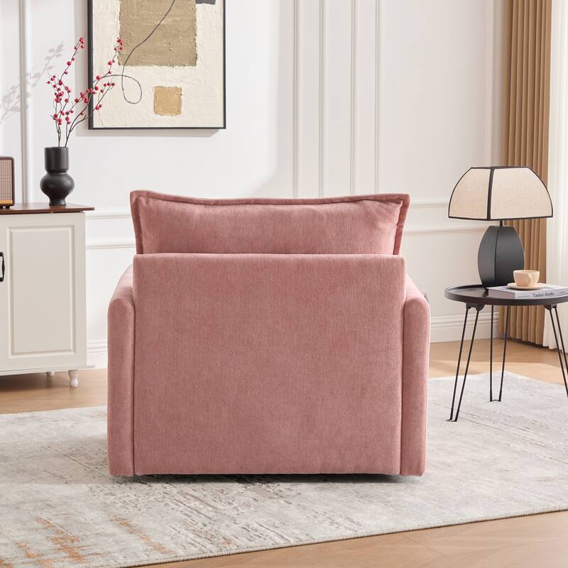 Swivel Barrel Chair - Mid Century Modern Chair, Thick Padded Arm Chair with Solid Metal Base, Comfortable Single Sofa Chair