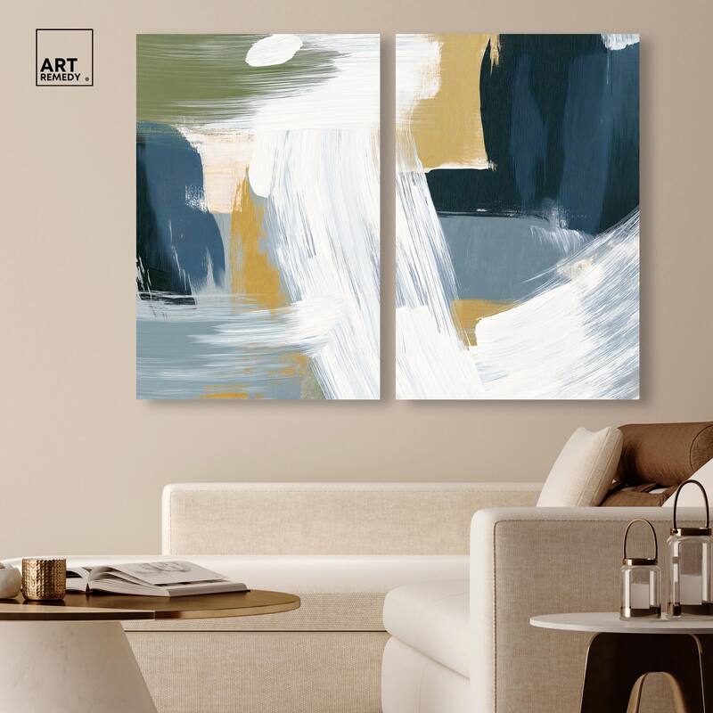 Textured Greens III Canvas Set of 2 by Art Remedy, Gallery Wrapped