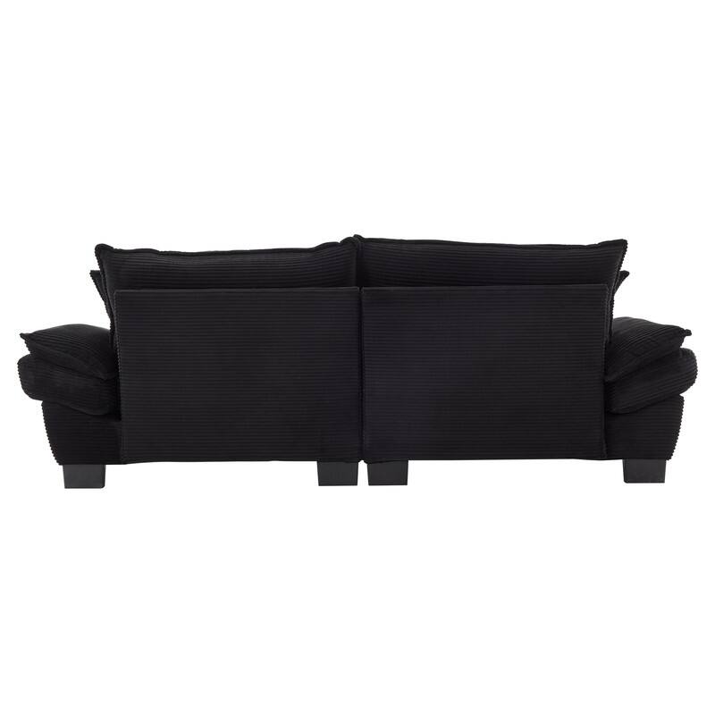 Oversized Corduroy Loveseat Sofa - 84" Wide Deep-Seat Couch with Pillows for Living Room, Apartment, Office