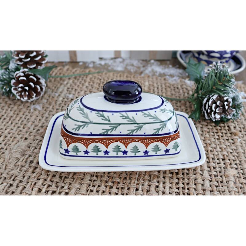 Blue Rose Polish Pottery 1377 Zaklady Butter Dish