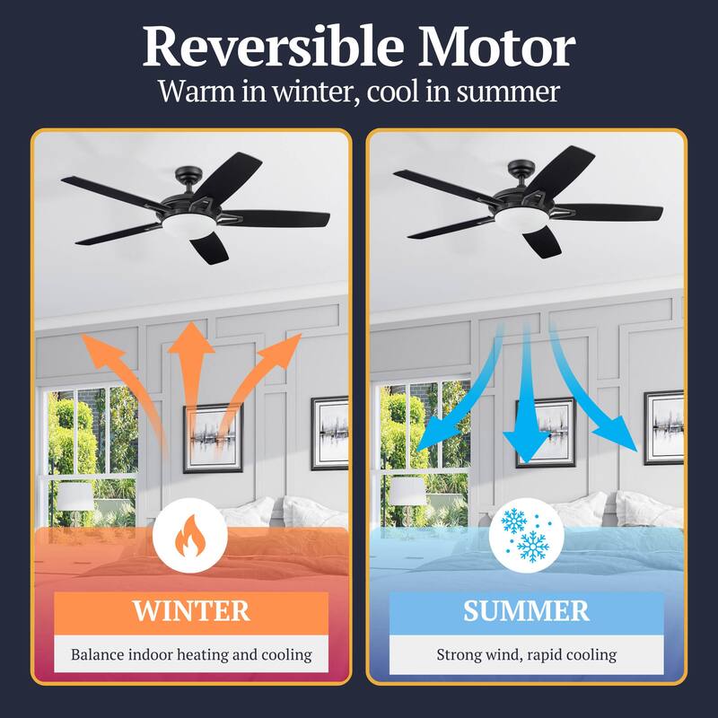 52" Prominence Home Clancy Matte Black Contemporary LED Ceiling Fan with Light, Remote Control
