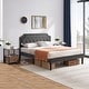 preview thumbnail 2 of 49, VECELO 3-Pieces Modern Upholstered Bed with Height Adjustable Headboard and Nightstands Sets Brown - Queen