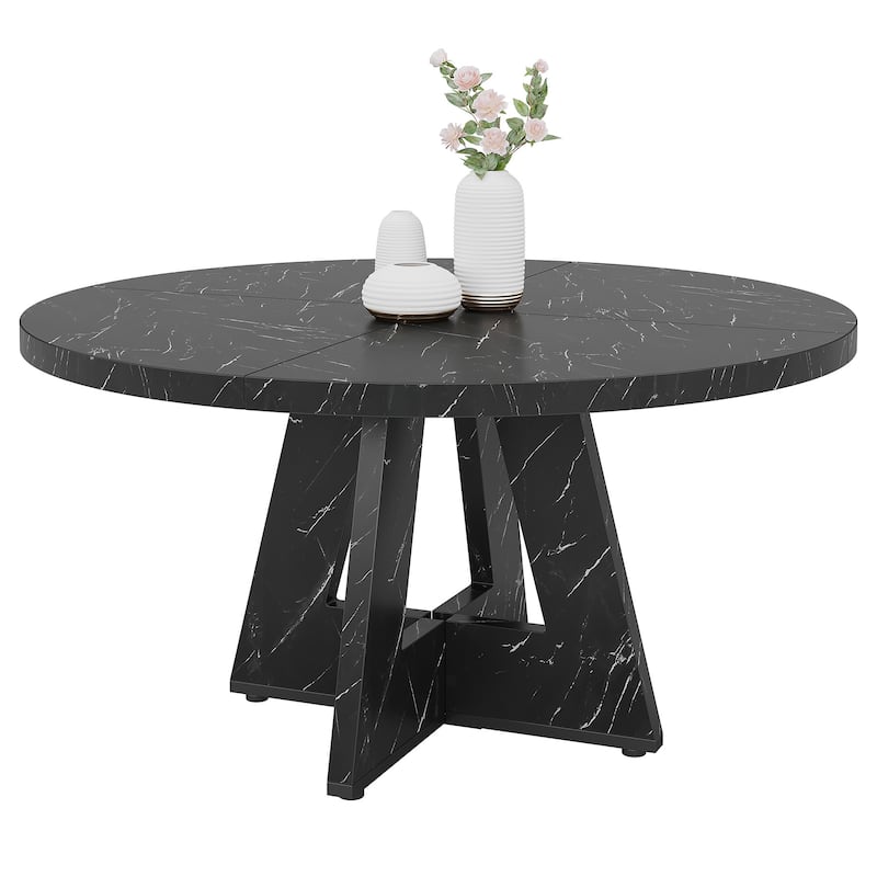 47-inch Wood Round Kitchen Dining Table for Dining Living Room