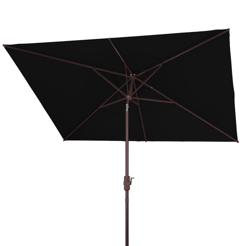 SAFAVIEH Outdoor Living Kamen 6.5 x 10-foot Rectangular Market Umbrella - Black