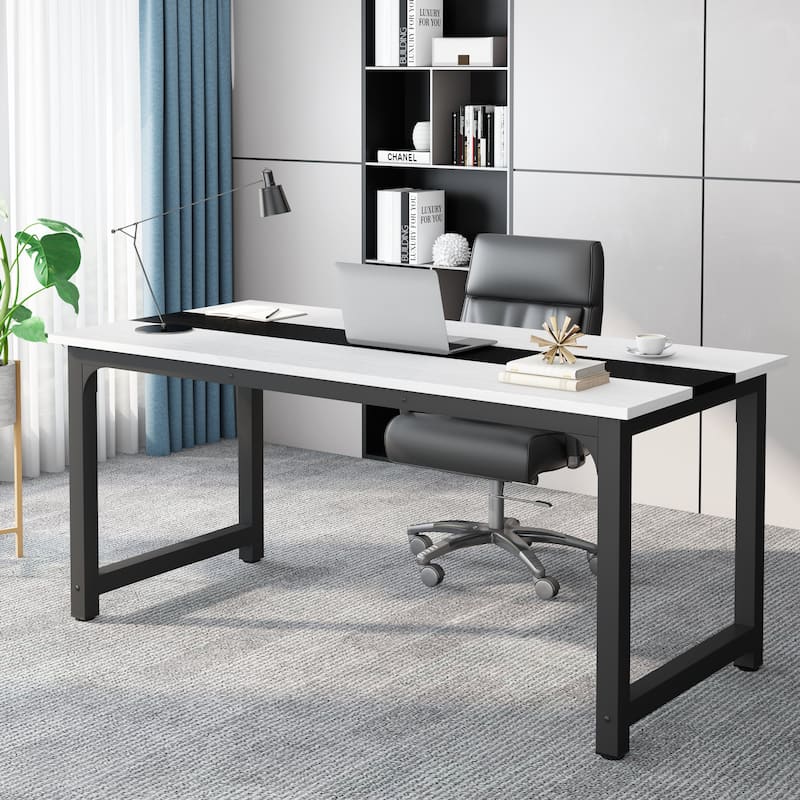 Large Computer Desk - 70.8" x 31.5" - White/Black