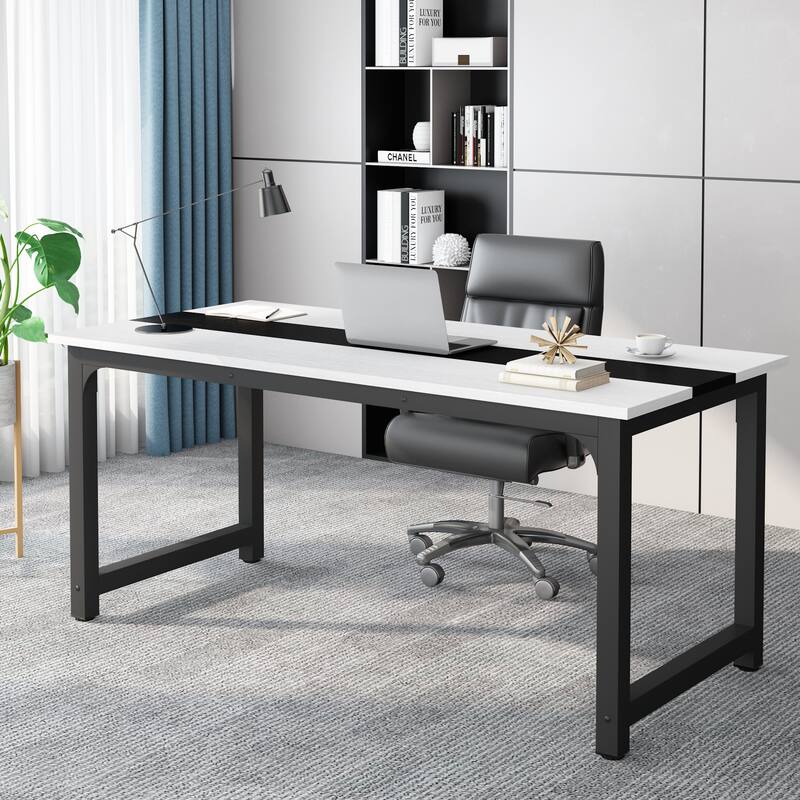 Large Computer Desk - 70.8" x 31.5" - White/Black