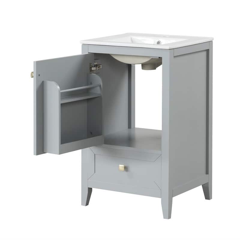 20" Bathroom Vanity with Sink – Soft-Closing Door Cabinet Featuring Storage Rack and Drawer‌ - 20"L x 18.3"W x 34"H