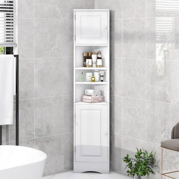 Merax MultiFunctional Bathroom Corner with Two Doors and