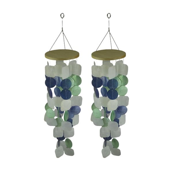 Shop Coastal Blue Green Capiz Shell Wind Chime For Garden Patio
