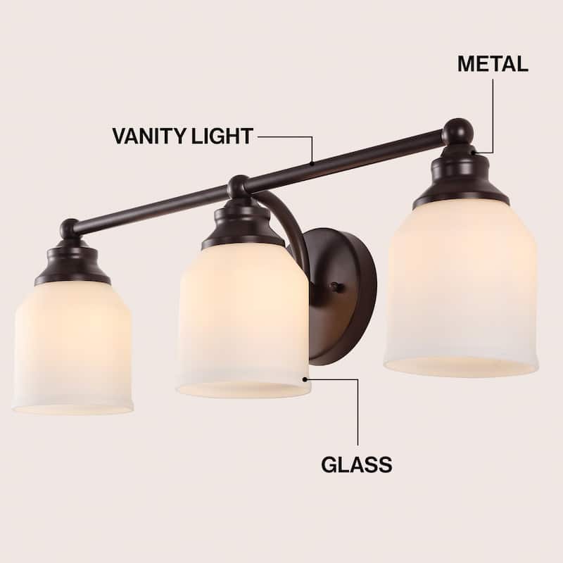 JONATHAN Y Jayne Iron/Frosted Glass LED Vanity Light