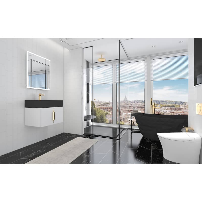 Nile 24-Inch Wall Mounted Bathroom Vanity Set w/ Black Top